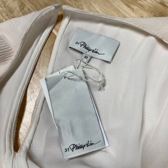 3.1 Phillip Lim NWT Fluid V-Neck Dress 3/4 Sleeve Light Pink Size 10 Pleated - Picture 5 of 12